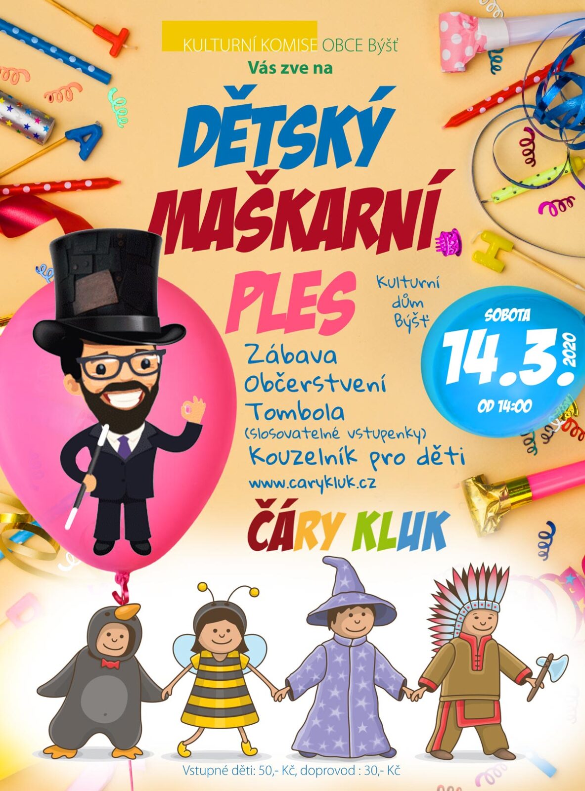Kouzelník pro děti karneval Býšť
